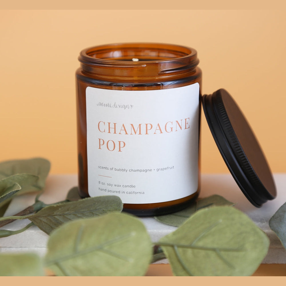 Champagne Pop Candle -  Scented Holiday Candle, Scents of champagne and bright grapefruit