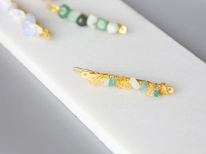 Gemstone Barrettes, Healing Crystals, Jade, Moonstone, Amethyst, Citrine, Aquamarine, Quartz, Hair Accessories, Clip