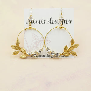 Golden Leaf Cluster Statement Earrings