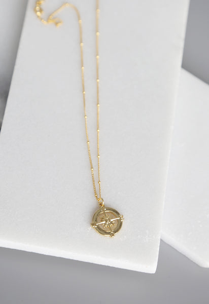 Gold Compass Necklace Gold Necklace Dainty Gold Jewelry