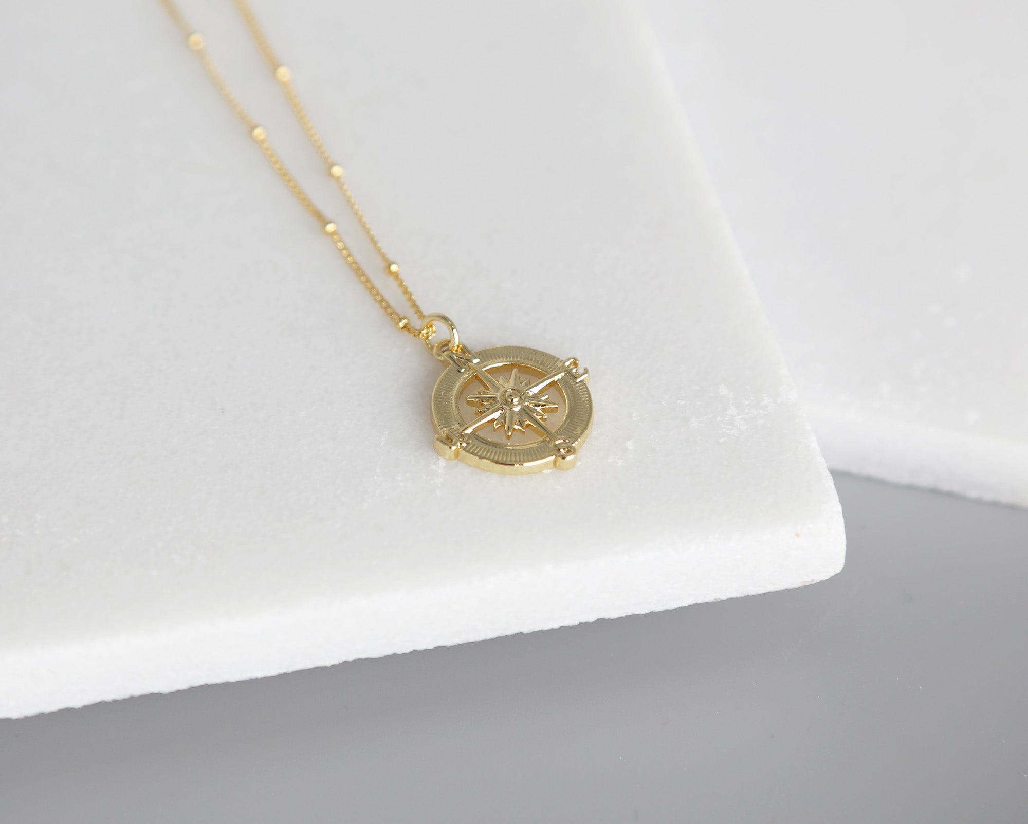 Gold Compass Necklace, Gold Necklace, Dainty Gold Jewelry, Celestial, Gold Chain, Luminous Collection