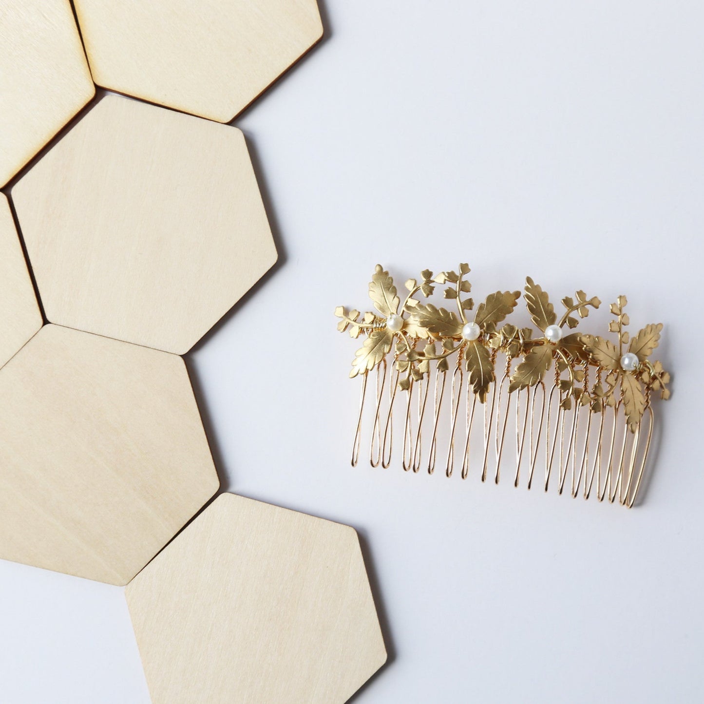 gold flower wedding bridal comb