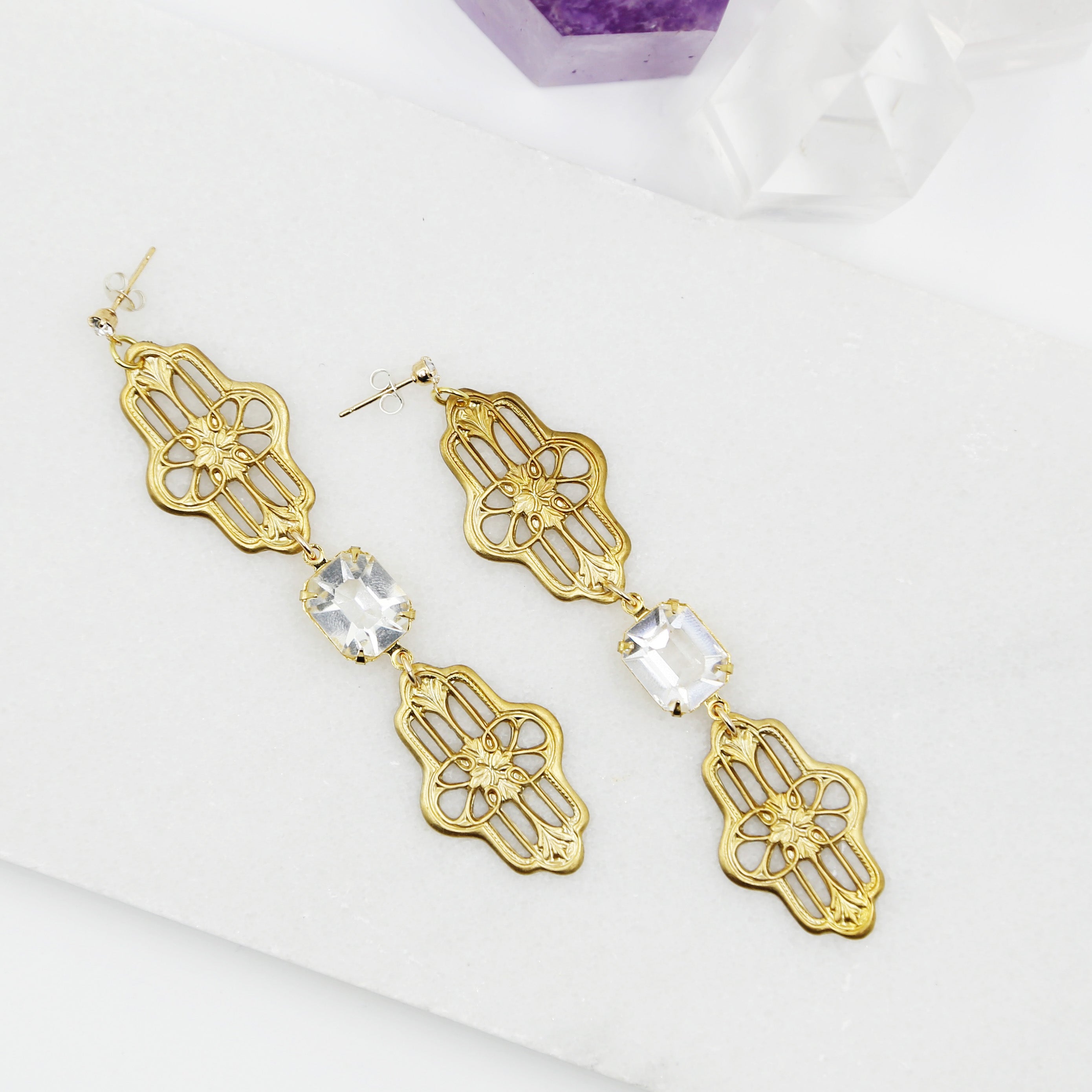 Art Deco Long Statement Earrings