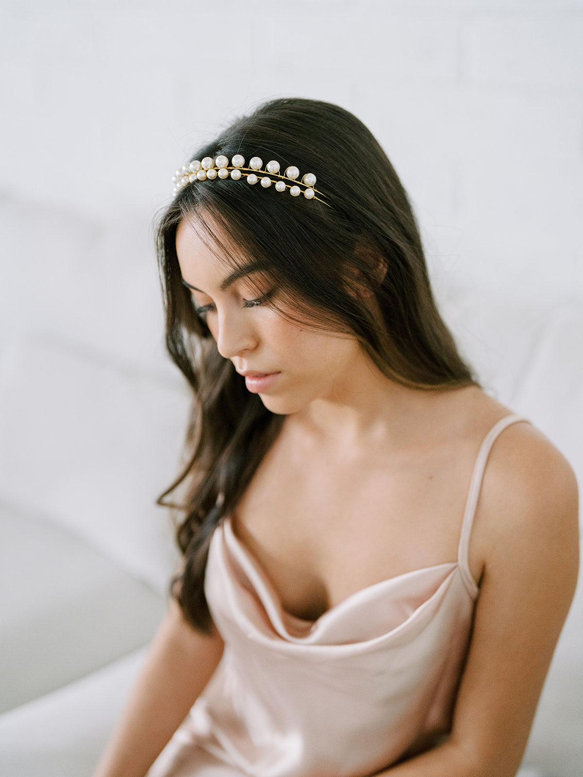 Pearl Double Band Headband, Crown, Hairpiece, Wedding Accessory, Bridal, Gold Wedding Head Piece, Hair Accessories, Headband