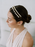 Pearl Double Band Headband, Crown, Hairpiece, Wedding Accessory, Bridal, Gold Wedding Head Piece, Hair Accessories, Headband