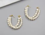 Pearl Double Hoop Infinity Statement Earrings