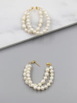 Pearl Double Hoop Infinity Statement Earrings