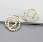 Pearl Double Hoop Infinity Statement Earrings