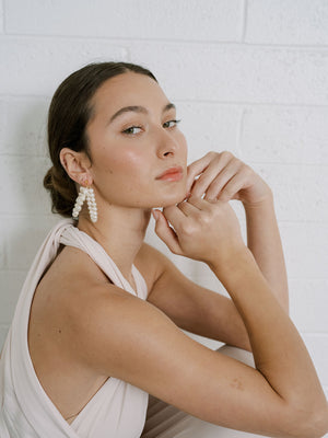 Pearl Double Hoop Infinity Statement Earrings