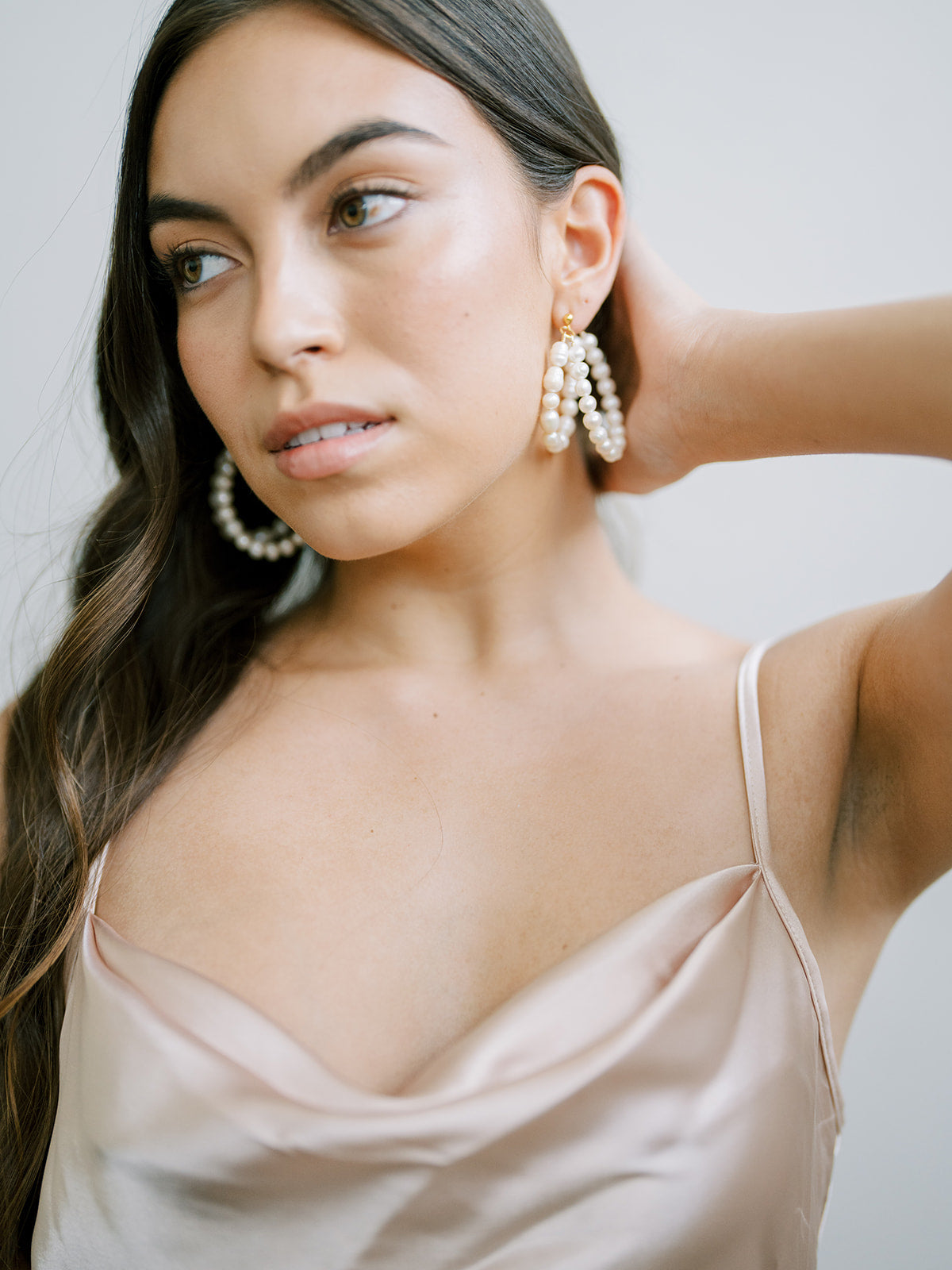 Pearl Double Hoop Infinity Statement Earrings