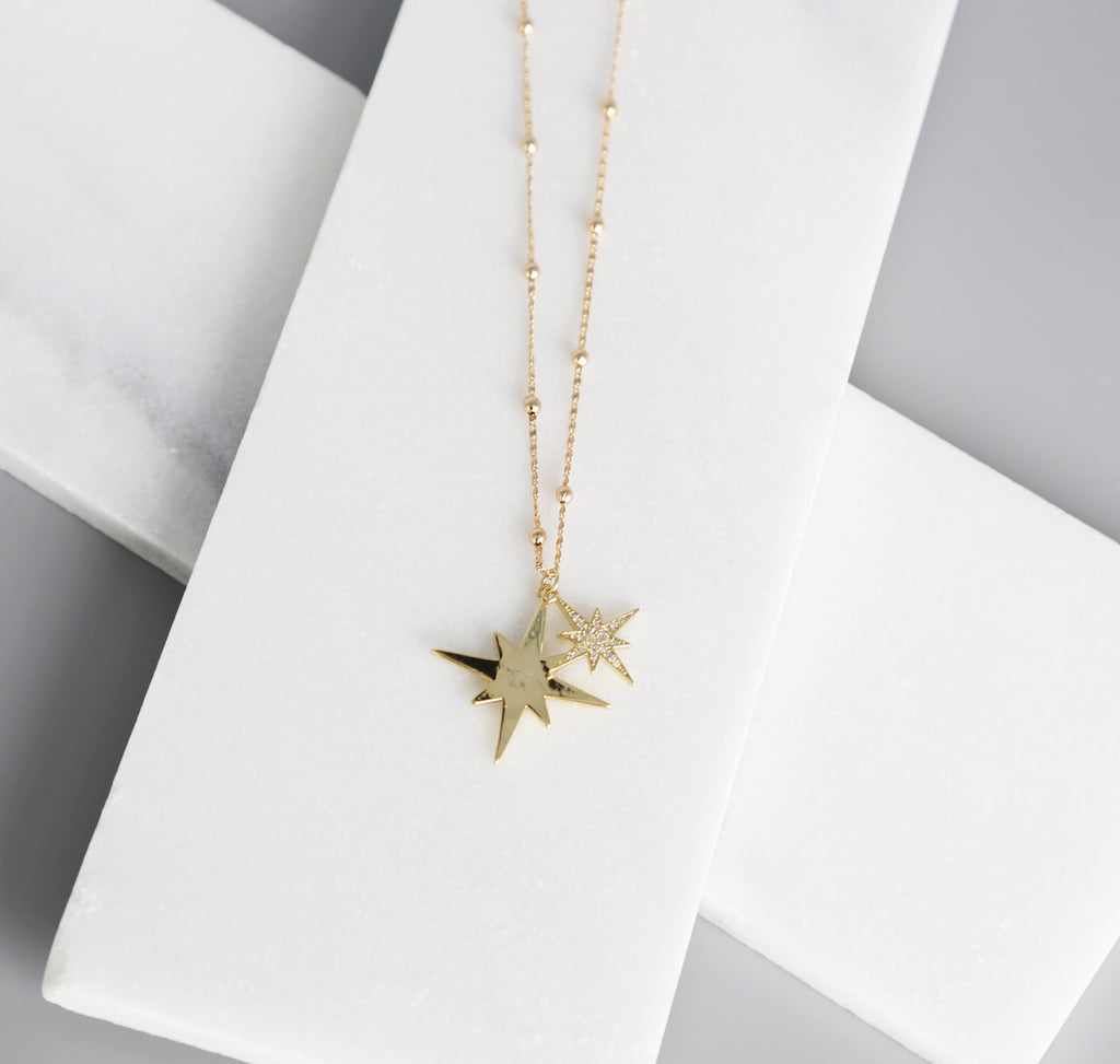 Simple Sparkle Star Necklace, Gold Necklace, Pendant, Dainty Gold