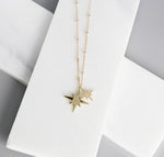 Double Shooting Star Necklace, Gold Necklace, Dainty Gold Jewelry, Celestial, Gold Chain, Luminous Collection