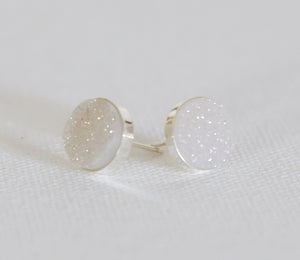 white druzy earrings