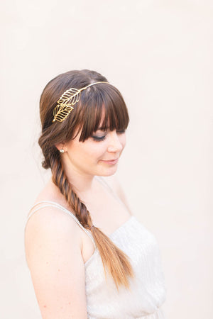 gold leaf bridal crown