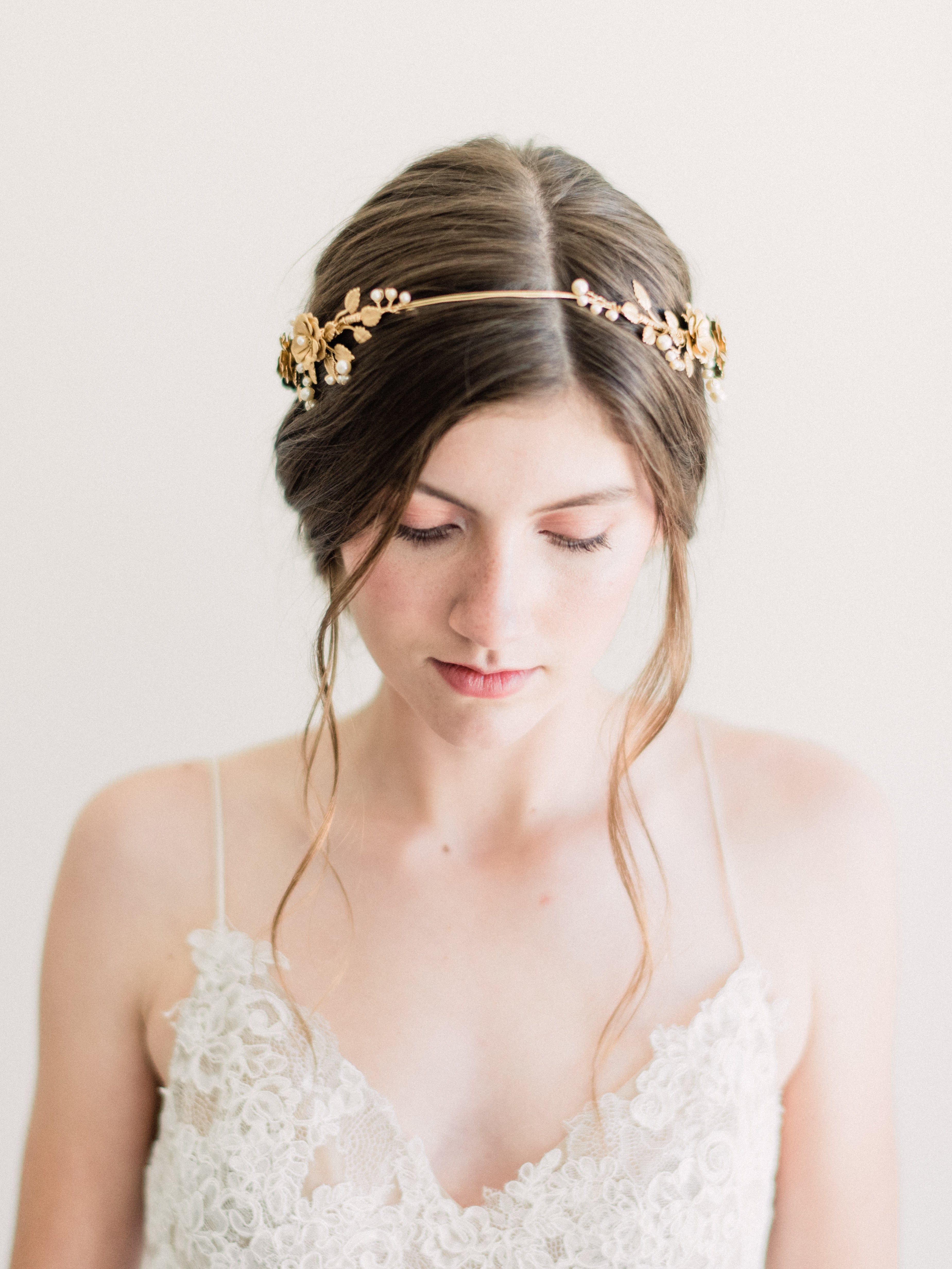 rose and pearl bridal headband