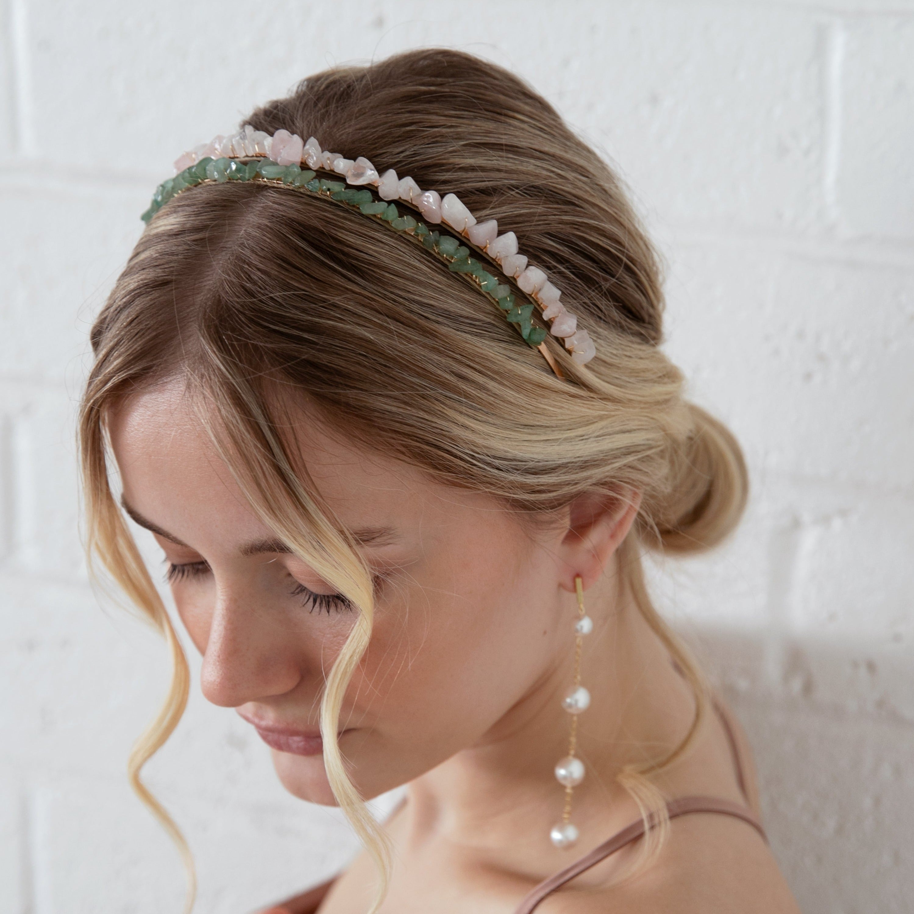 Layla - Gemstone Headbands, Rose Quartz, Amethyst, Citrine, Jade, Aquamarine, Quartz