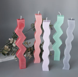 Geometric Pillar Candles - Wave and ZigZag