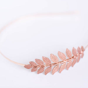 rose gold laurel leaf headband