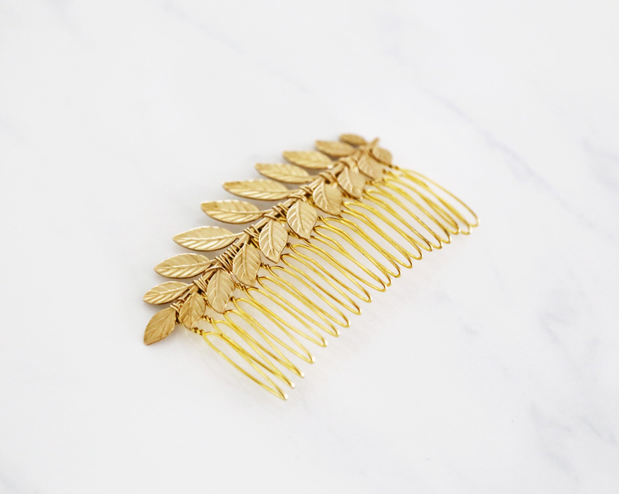 bridal gold leaf hair comb