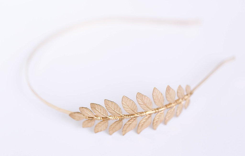 gold goddess laurel leaf headband