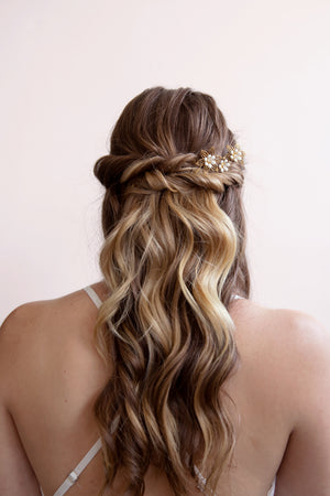 Flora - Set of Three Gold and White Flower Hairpins