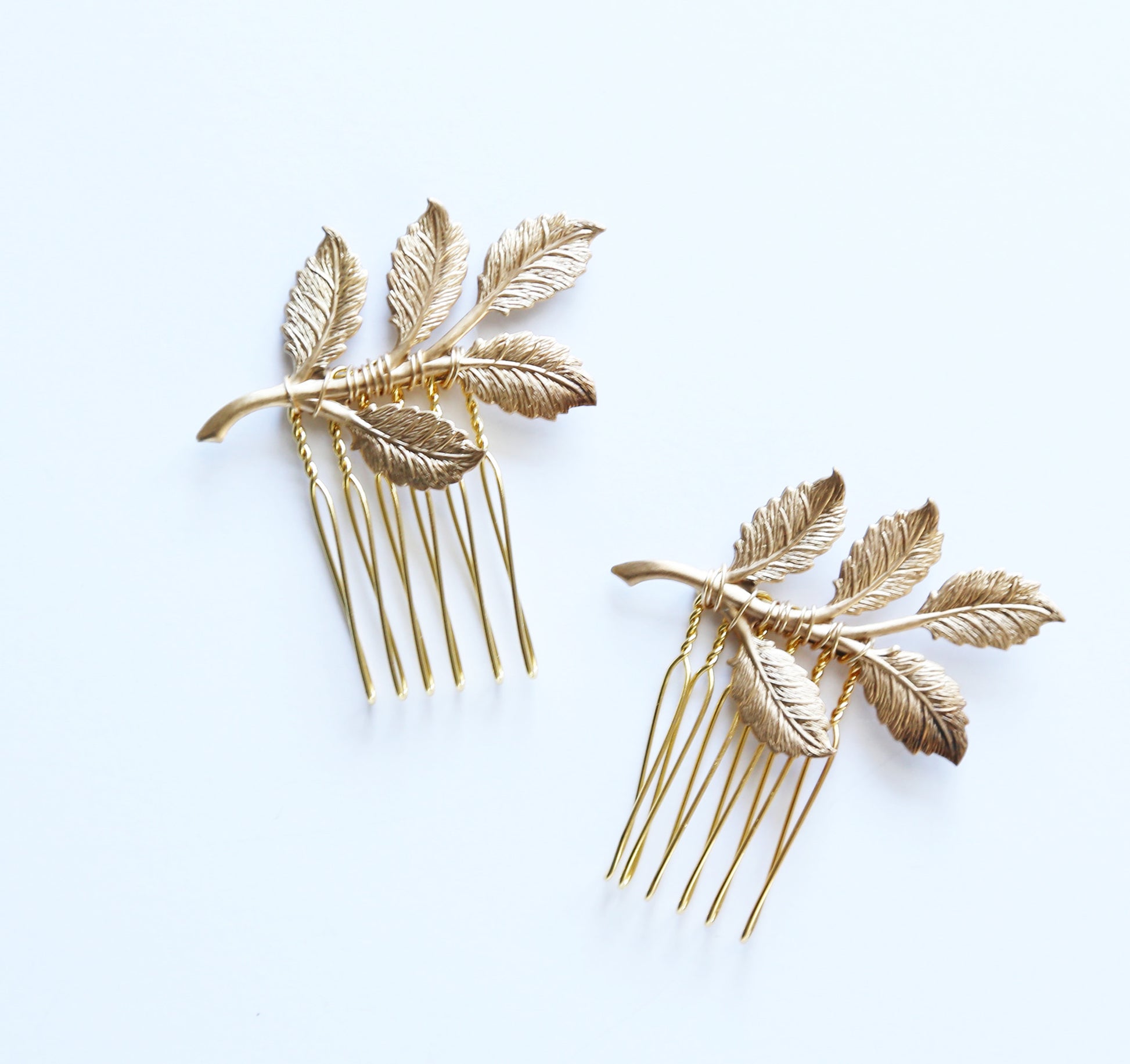 gold leaf bridal comb