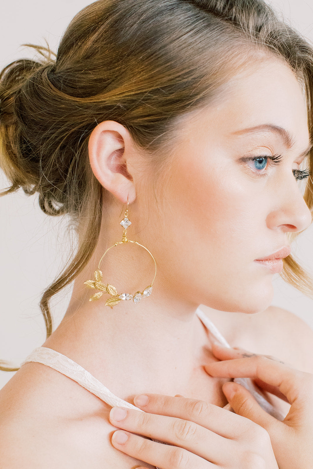 Golden Leaf Swarovski Statement Earrings