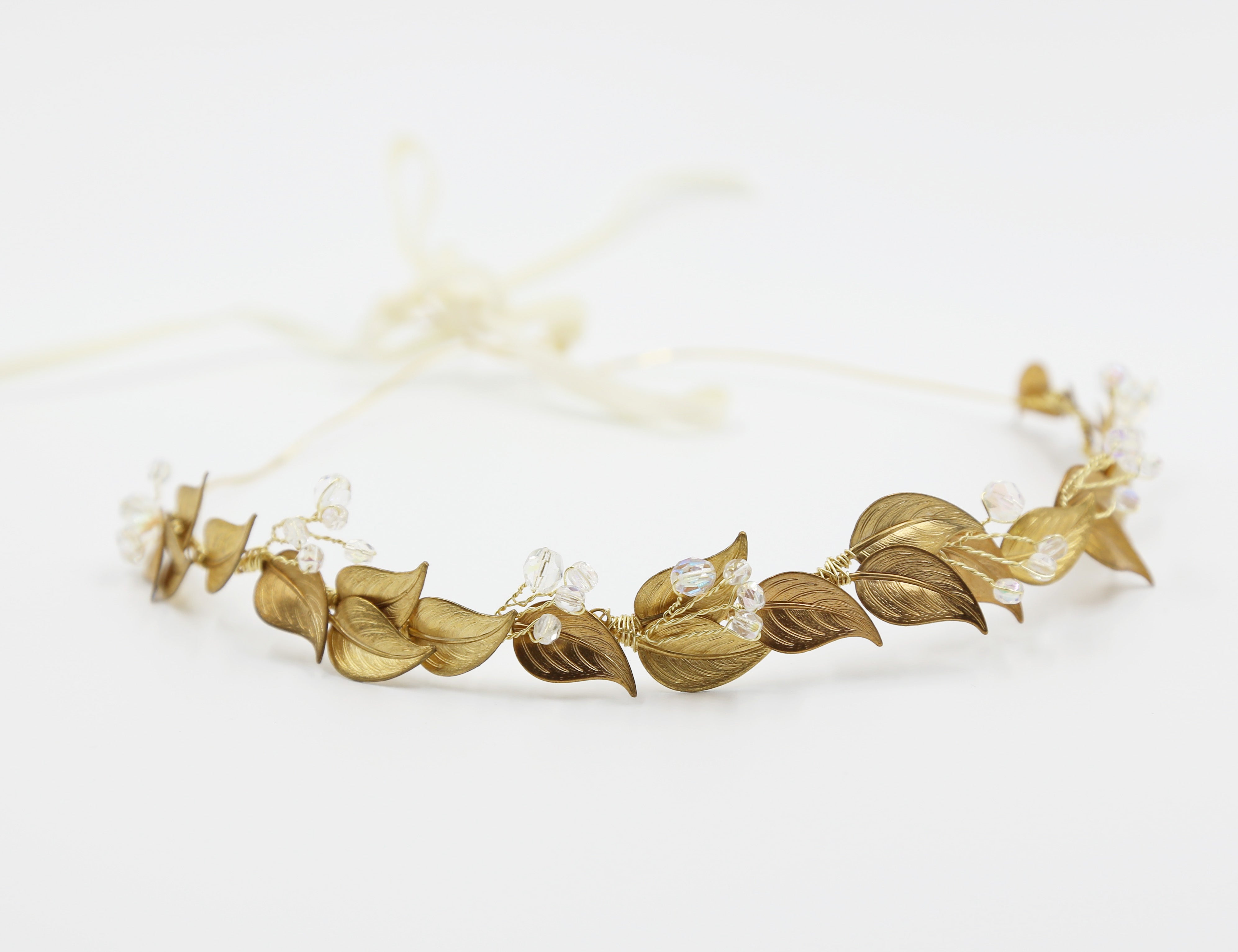 Gold Leaf Vine and Swarovski Crown
