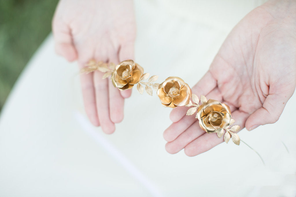 gold wedding headband