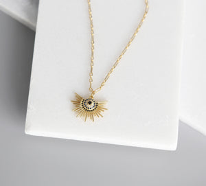 Sunrise Necklace, Gold Necklace, Sunburst, Gold Chain, Luminous Collection