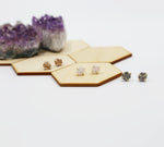 Hexagon Natural Druzy Stud Earrings