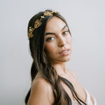 Lace Flower Crown, Hairpiece, Wedding Accessory, Bridal, Gold Wedding Head Piece, Hair Accessories, Headband
