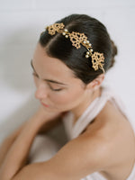 Lace Flower Crown, Hairpiece, Wedding Accessory, Bridal, Gold Wedding Head Piece, Hair Accessories, Headband