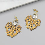 Lace Flower Statement Earrings, gold earrings, bridal earrings