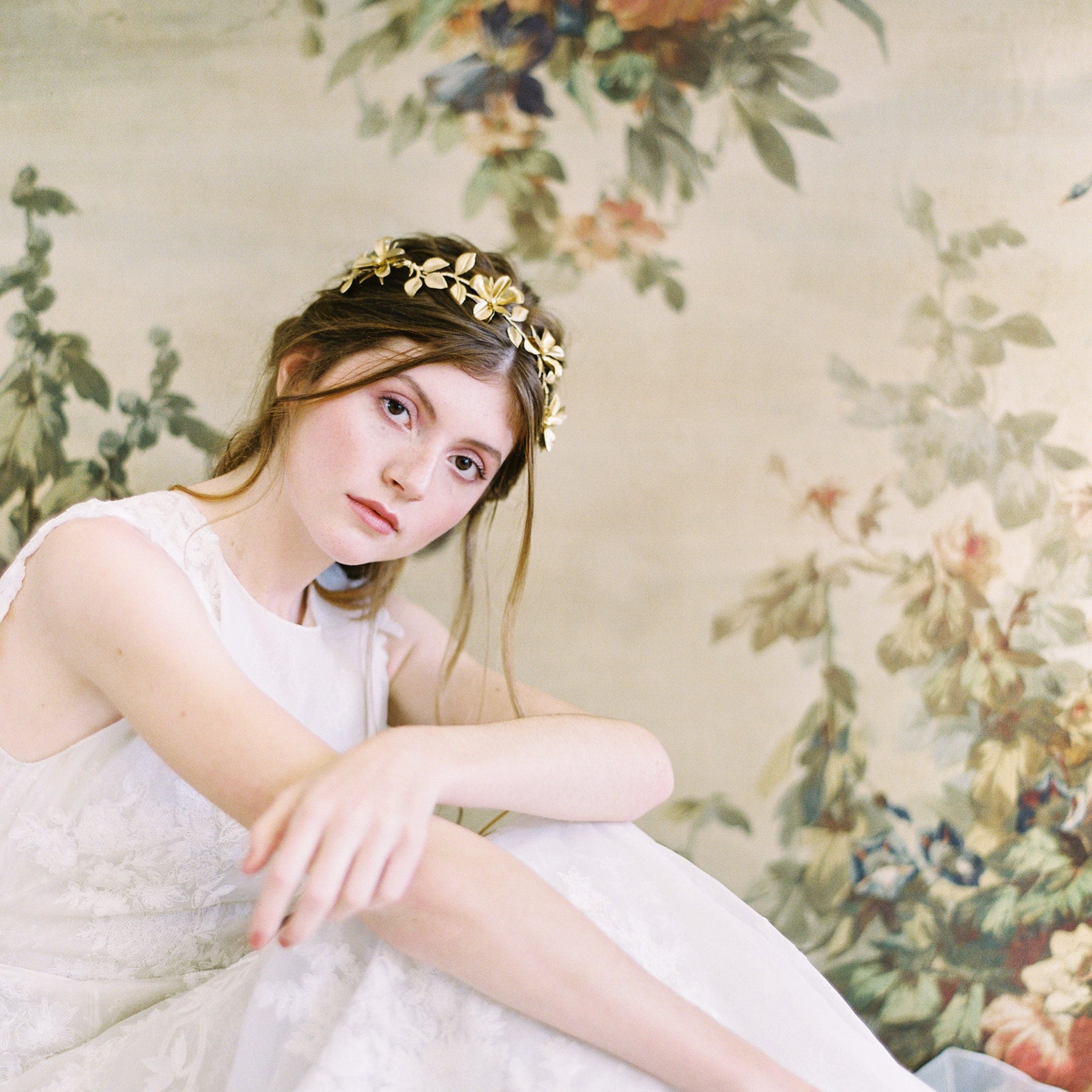 Bridal Headpiece With Veil Freesia Bridal Flower Headband Laurel