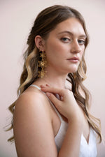 Goldie - Large Golden Flower Statement Earrings