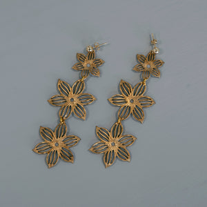 Goldie - Large Golden Flower Statement Earrings