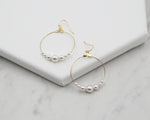 Large Pearl Hoop Earrings, gold hoops, swarovski pearls, bridal earrings, wedding, beaded earrings, classic, big hoop earrings, white pearls