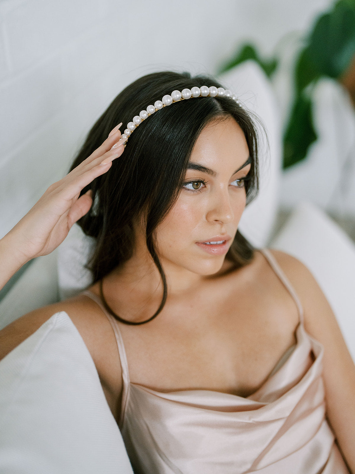 Large Pearl Headband, Crown, Hairpiece, Wedding Accessory, Bridal, Gold Wedding Head Piece, Hair Accessories, Headband