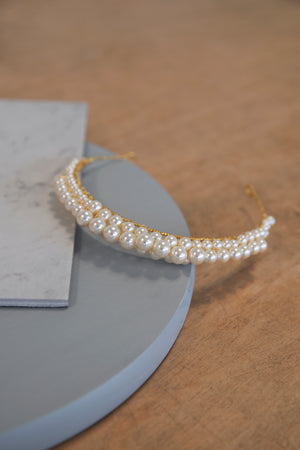 Vivian - Large Pearl Tiara, Headband, Crown