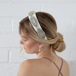 Charlotte - Large Padded White and Sparkling Silver Headband