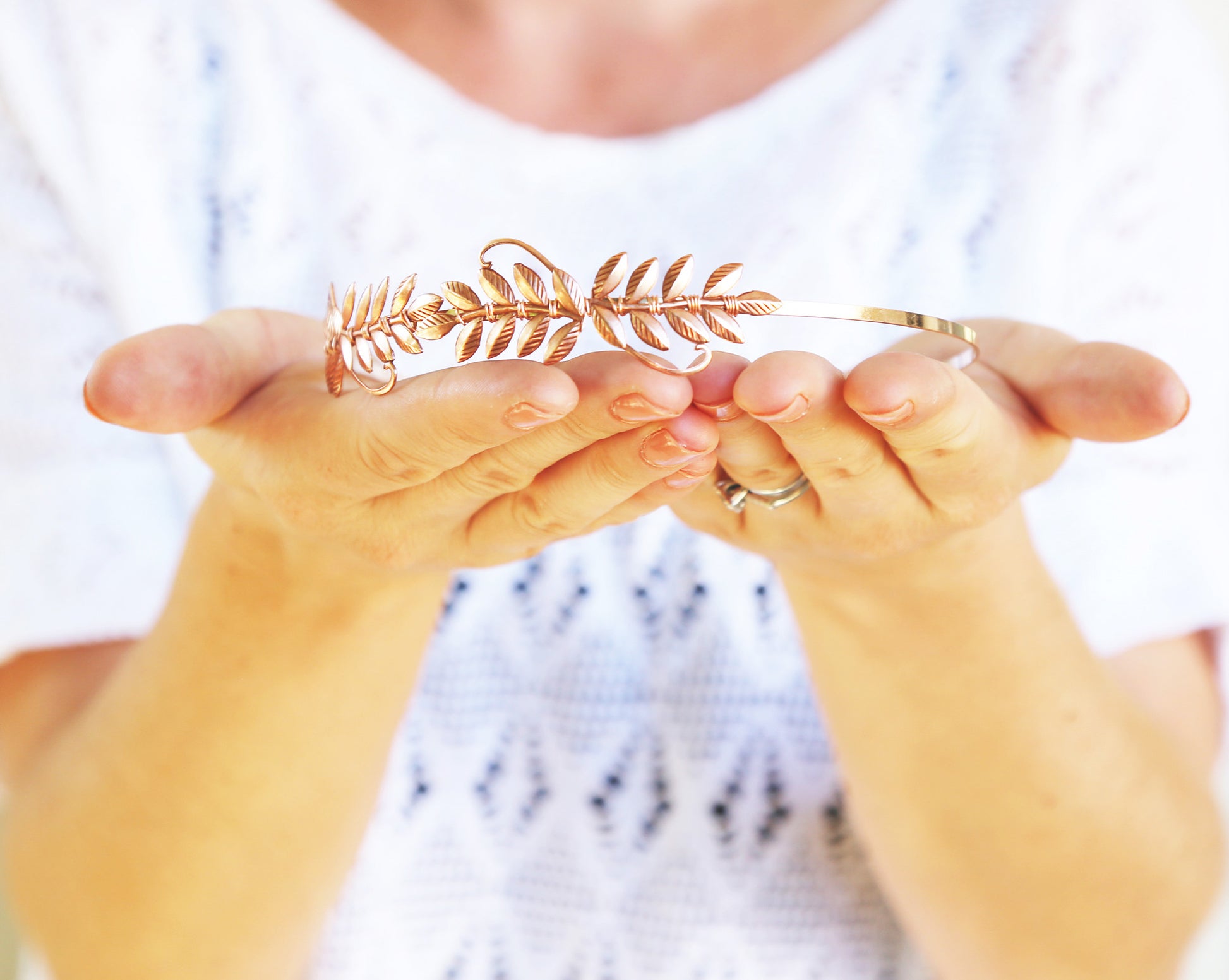 rose gold headband laurel leaf