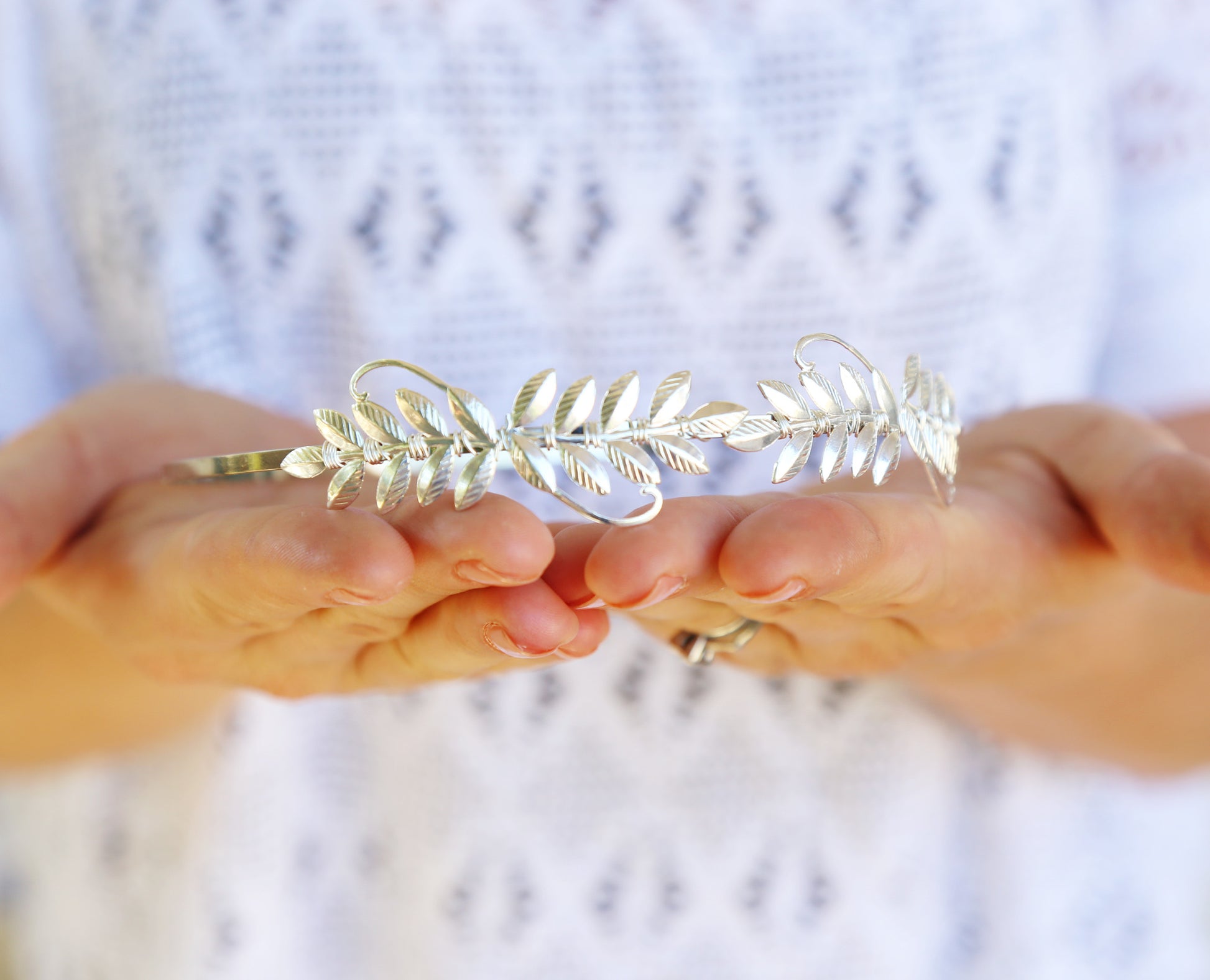 silver leaf headband