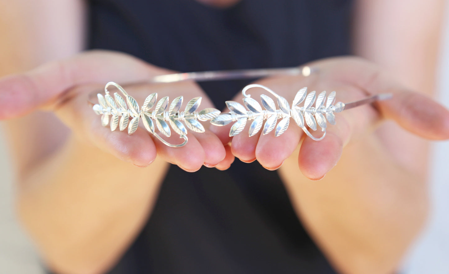 silver laurel leaf headband