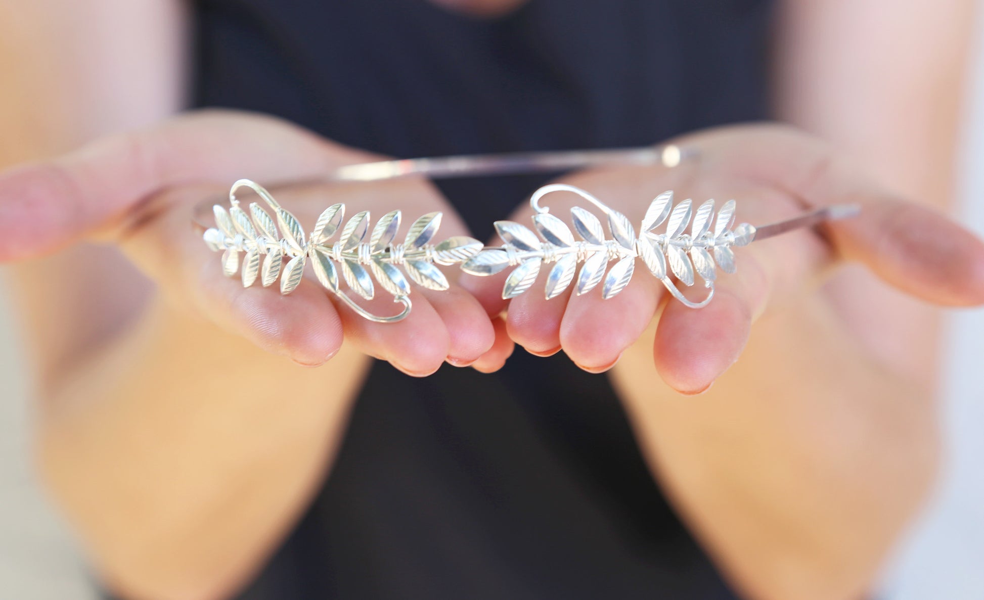 silver laurel leaf headband