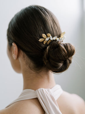 Golden Leaf and Sparkle Vine Comb, Swarovski, Hairpiece, Wedding Accessory, Bridal, Hair Clip, Hair Accessories, Bridal Head Piece, Gold Comb