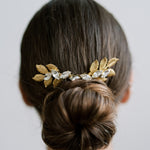 Golden Leaf and Sparkle Vine Comb, Swarovski, Hairpiece, Wedding Accessory, Bridal, Hair Clip, Hair Accessories, Bridal Head Piece, Gold Comb