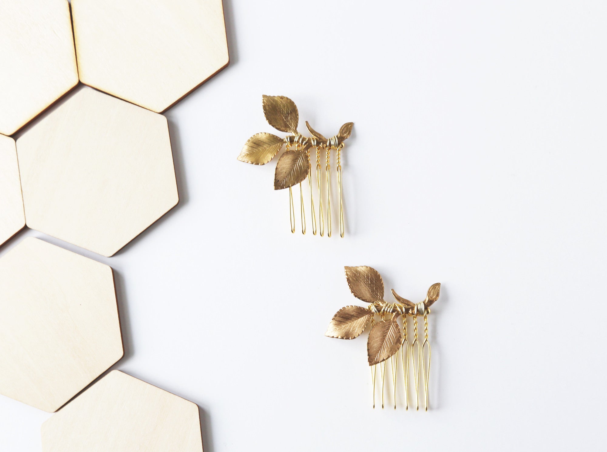 gold leaf bridal comb
