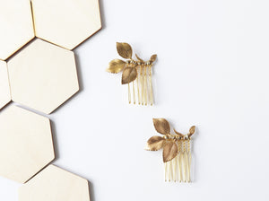gold leaf bridal comb