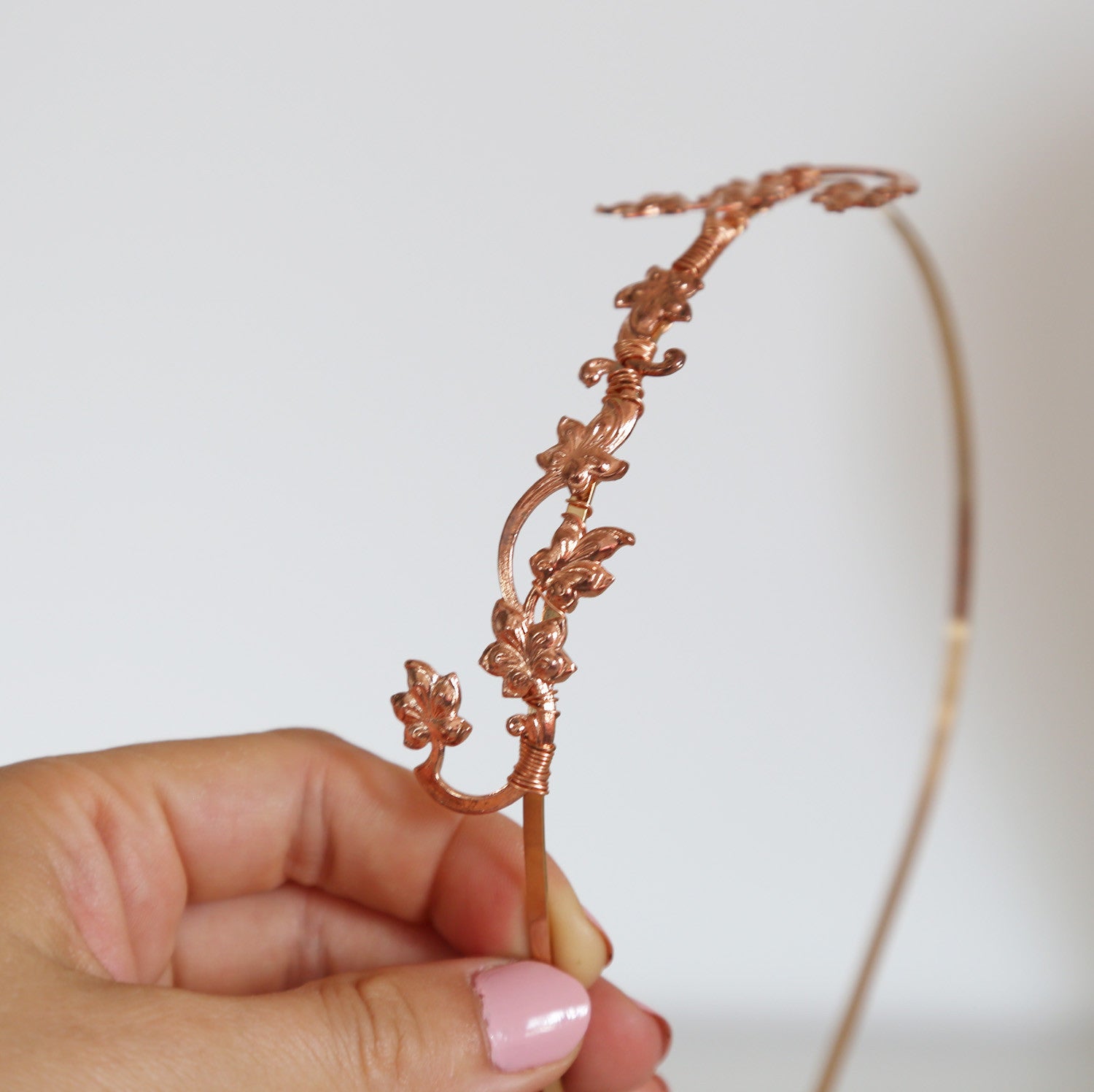 rose gold flower headband